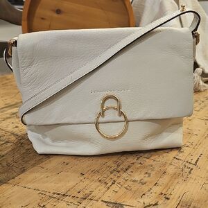 VINCE CAMUTO Plum White Pebbled Leather Shoulder Bag NWOT